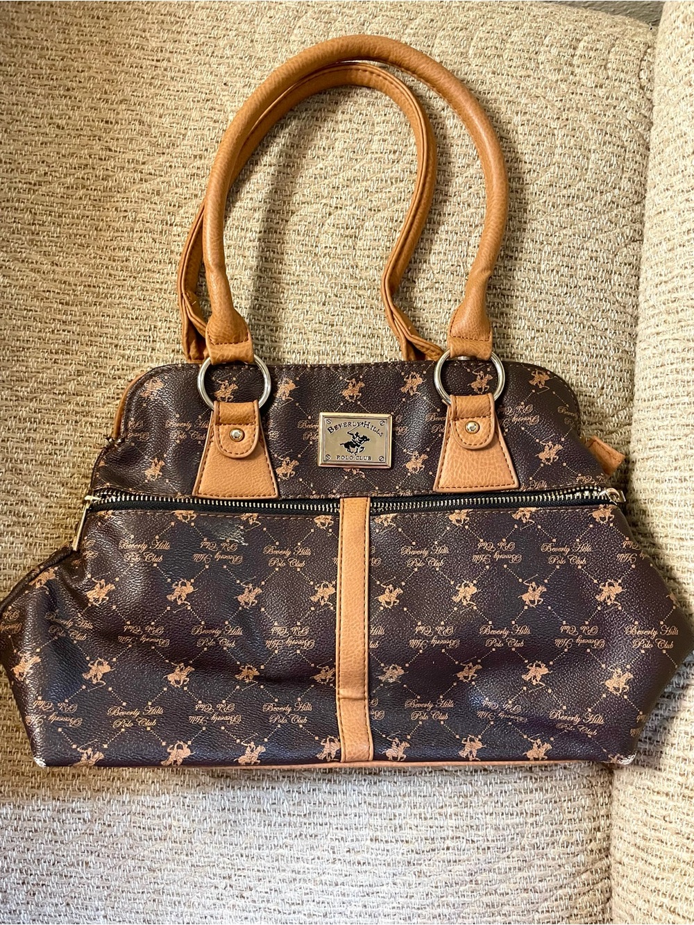 Beverly Hills Polo Club Brown & Tan Logo Purse